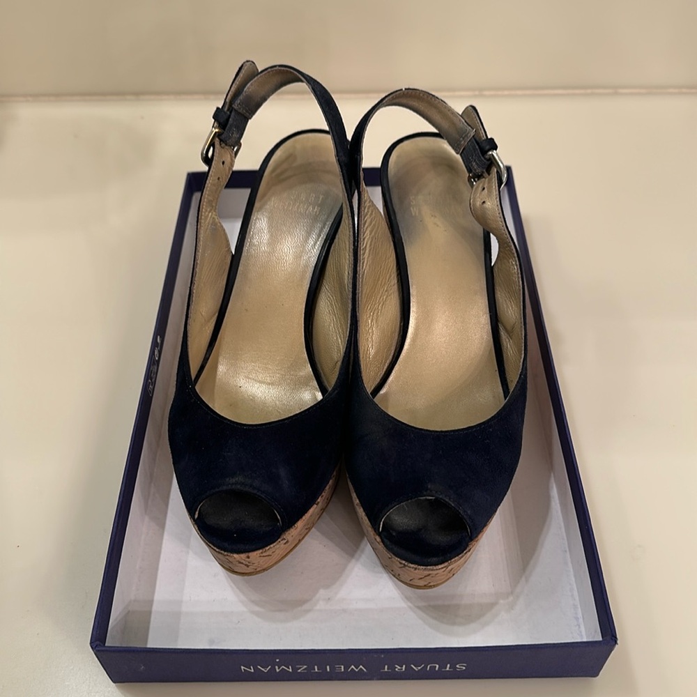 Stuart Weitzman Platform, Navy, Suede - image 1